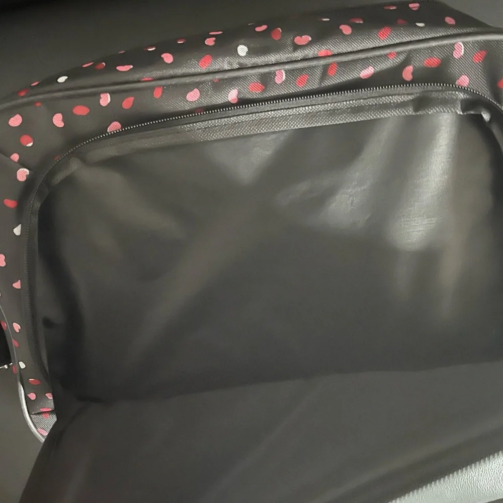 Like new-JETSTREAM Black Crossbody Bag with Pink & White Dot Print - Picture 5 of 7